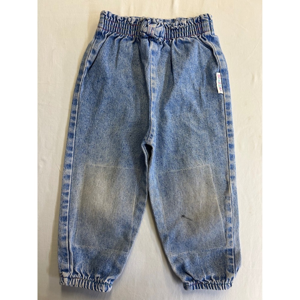 Healthtex Vintage Toddler Jeans 2T Blue Acid Wash Elastic Waist Jogger USA